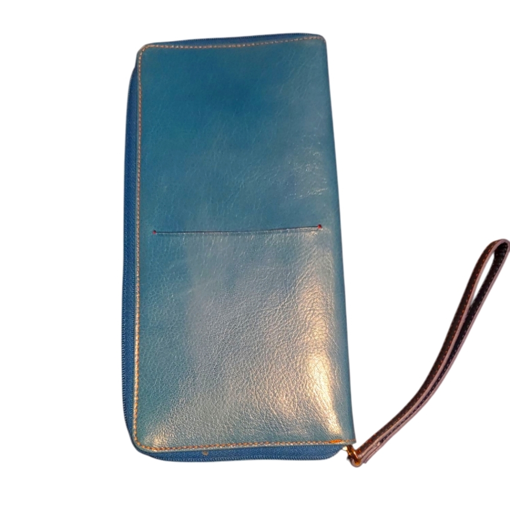 Tusk Blue Leather Travel Portfolio